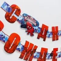 Гирлянда на люверсах "С Днем Рождения!", длина 235 см, Человек Паук