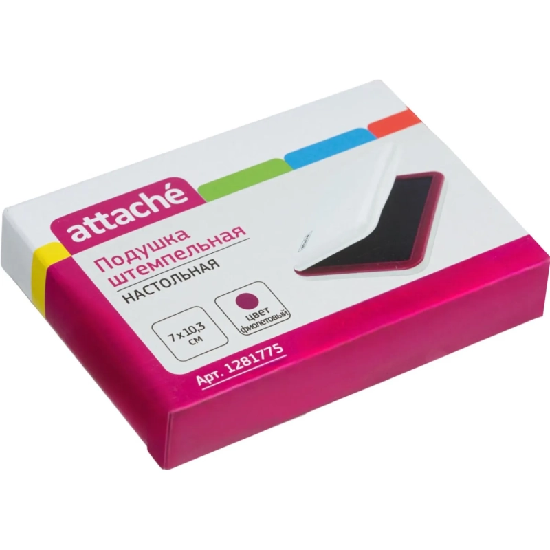 Подушка штемпельная настольная Attache фиолет 70х103 мм пластик