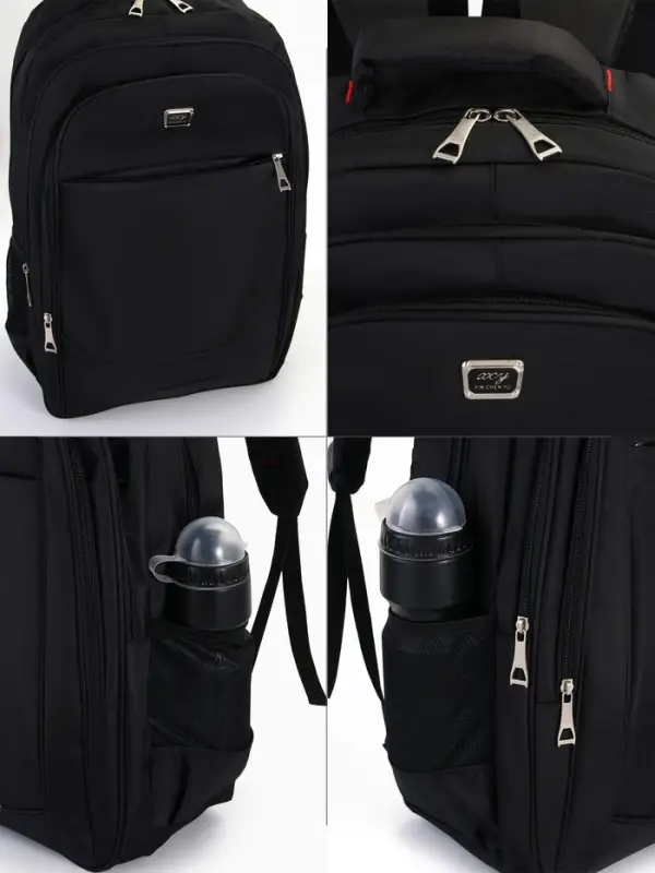 Рюкзак молодёжный на молниях, 2 отдела на молнии, с карманами, размер 37&times;17&times;54 см, чёрный