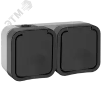 Розетка 2-местная горизонтальная TORS 16А IP55 графит
