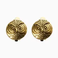Клипсы "Винтаж" сова, цвет чернёное золото
