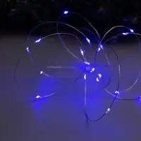 Гирлянда &laquo;Нить&raquo; 2 м роса, IP20, серебристая нить, 20 LED, батарейки CR2032&times;2 (в комплекте), свечение синее