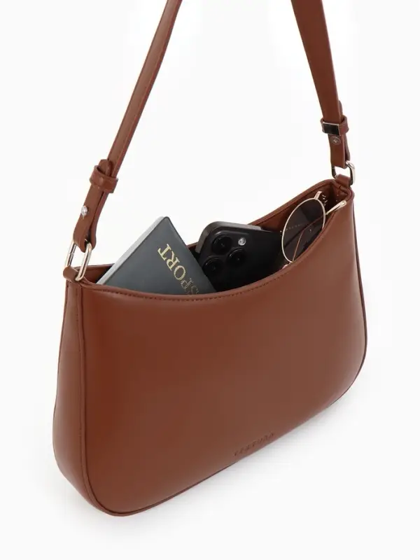 Сумка женская багет TEXTURA на молнии, 28&times;6&times;17 см, коричневая