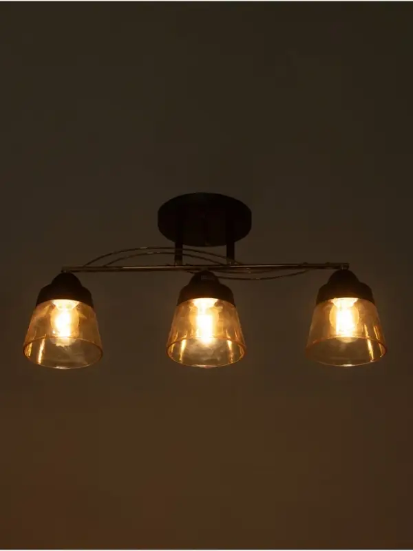 Люстра потолочная BayerLux &laquo;Кансе&raquo;, 3хЕ27, 40 Вт, черно-золотой, 50&times;15&times;23 см