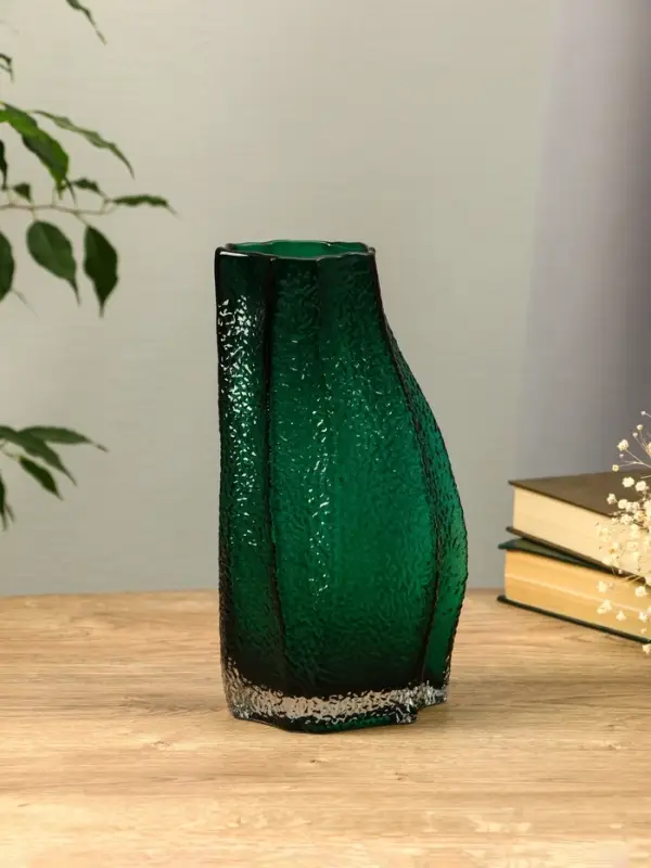 Ваза стекло настольная  Ваза стекло настольная "Дженис" 25х12х8 см, зелёный