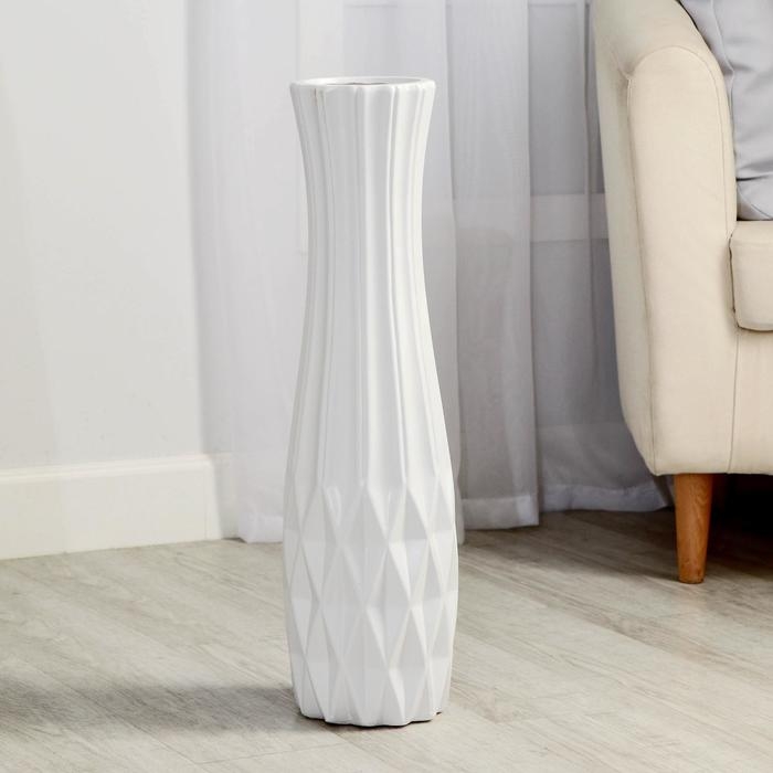 Ваза керамика напольная Ваза керамика напольная "Дея" 13,5х60 см, белый
