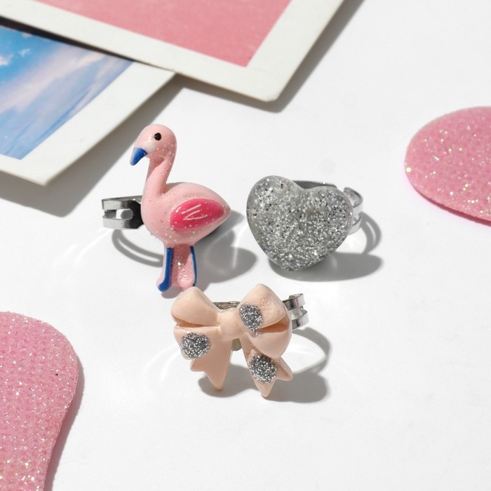 Набор колец детских (3 шт.) «Выбражулька», милый, цветной Набор колец детских (3 шт.) «Выбражулька», милый, цветной