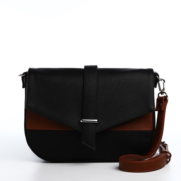 Сумка-мессенджер на магните, цвет чёрный/коричневый Сумка-мессенджер на магните, цвет чёрный/коричневый