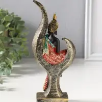 Сувенир полистоун "Будда в ярком одеянии на листе" 4х8,2х19,5 см