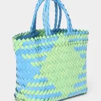 Сумка плетёная, 30&times;10&times;33 см, пластик, голубая