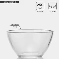 Салатник &laquo;Гладкий&raquo;, 250 мл, d=11 см, стекло, прозрачный