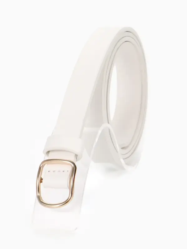Ремень жен 03-01-01-01, Сент0325,  1,8*0,2*105 см, пряжка золото, белый