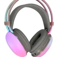 Наушники беспроводные, полноразмерные, Mybit W-33, RGB подсветка, Bluetooth 5.3, 800 мАч, Type-C, RGB подсветка, розовые