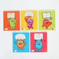 Тетрадь в клетку, 12 листов, А5, на скрепке &laquo;Монстрики&raquo; МИКС