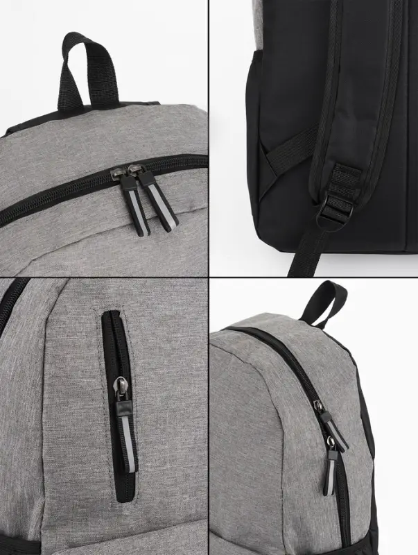 Рюкзак школьный, 1 отделение, 4 кармана, 30&times;12&times;43 см, серый