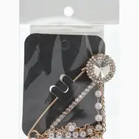 Булавка &laquo;Императрица. Цепочка и жемчуг&raquo;, в стразах, L=7.5 см, белая в золоте