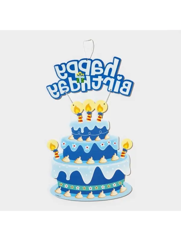 Украшение подвеска &laquo;С Днём Рождения&raquo;, 42&times;26 см, голубое