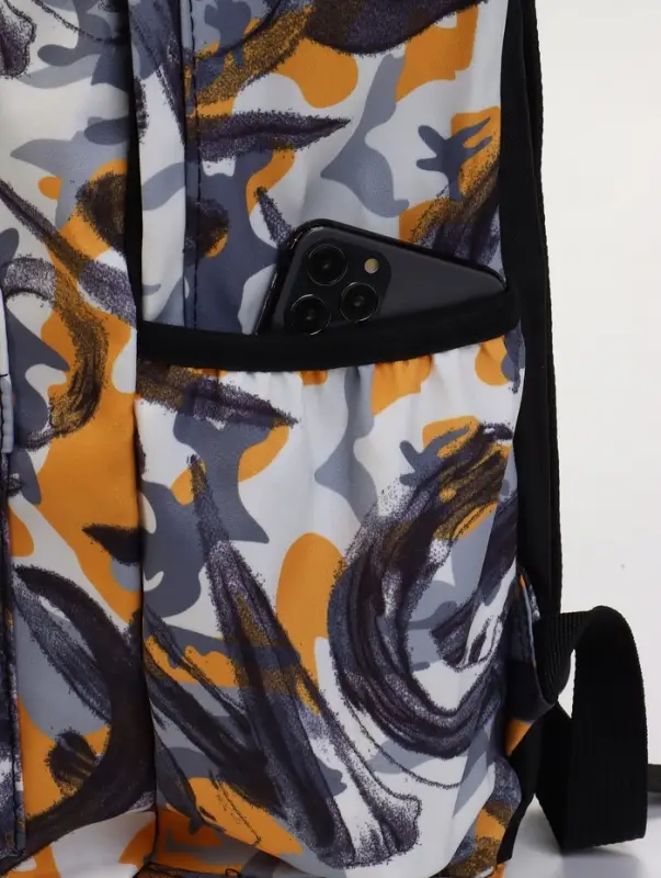 Рюкзак школьный, с абстрактным принтом, размер 30&times;13&times;42 см, жёлтый