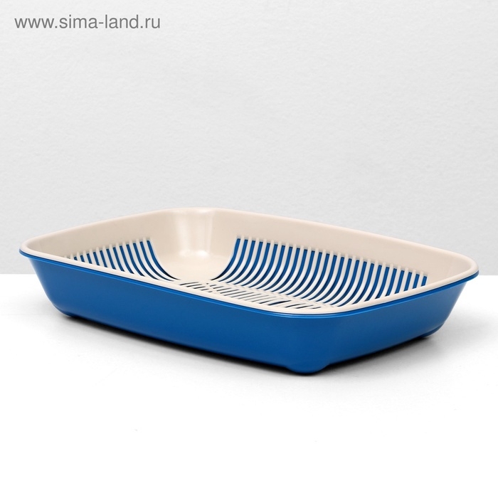 Туалет округлый с сеткой 33,5 х 25 х 6 см, бежевый/синий Туалет округлый с сеткой 33,5 х 25 х 6 см, бежевый/синий