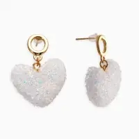 Серьги "Сердце сахарное", цвет белый в золоте Серьги "Сердце сахарное", цвет белый в золоте