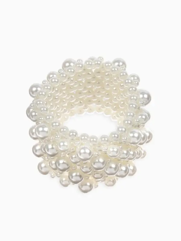 Браслет манжета &laquo;Жемчуг. Зима&raquo;, d=5 см, цвет молочный