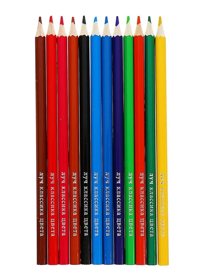 Карандаши цветные 12 цветов &laquo;Классика&raquo;, шестигранные