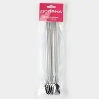 Набор ложек-трубочек барных Доляна, длина 22 см, 6 шт., нержавеющая сталь, серебристый
