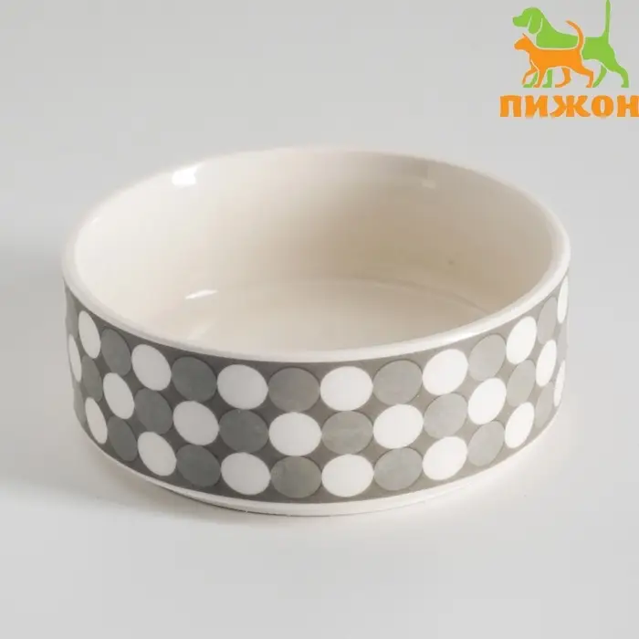 Миска &laquo;Горошек&raquo;, 200 мл, 10.5&times;10.5&times;4 см, керамика, серая, белая