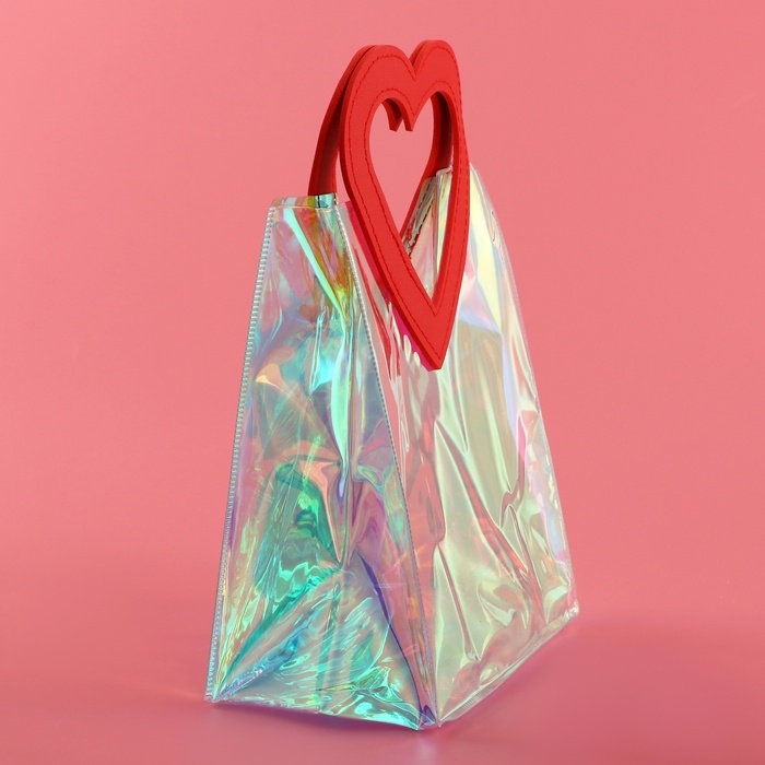 Пакет подарочный из ПВХ, красный, ирридисцентный, 20 х 18 х 10 см Пакет подарочный из ПВХ, красный, ирридисцентный, 20 х 18 х 10 см