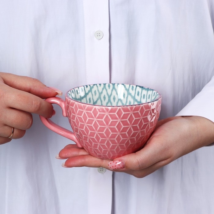 Кружка керамическая «Винтаж», 290 мл, цвет розовый Кружка керамическая «Винтаж», 290 мл, цвет розовый