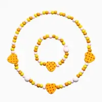 Набор детских украшений &laquo;Выбражулька. Сердце&raquo;, 2 предмета: бусы 35 см, браслет, d=6 см, желтый