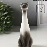 Фигурка керамика &laquo;Кот Египетский&raquo;, 15.5 см, белый с чёрным