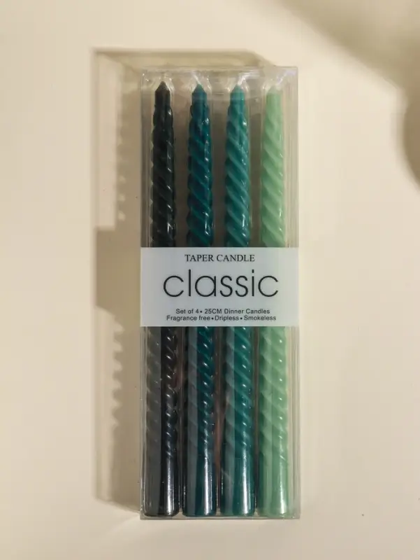 Набор свечей витых, 2х25 см, 4 шт, палитра зелёного 25,5х8,8х2,4 см Набор свечей витых, 2х25 см, 4 шт, палитра зелёного 25,5х8,8х2,4 см