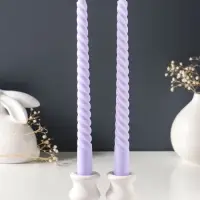 Набор свечей витых 25 см, 2 шт., 57 г, 5 ч, лаванда