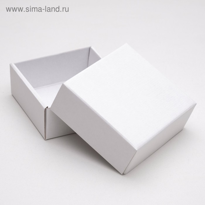 Коробка сборная без печати крышка-дно белая без окна 14,5 х 14,5 х 6 см Коробка сборная без печати крышка-дно белая без окна 14,5 х 14,5 х 6 см