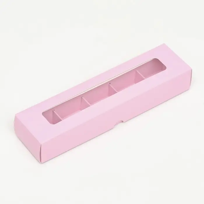 Коробка для 5 конфет, розовый, 22×5.5×3.5 см