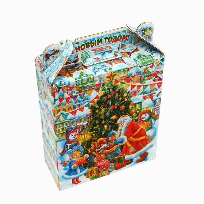 Подарочная коробка новогодняя Подарок Подарочная коробка новогодняя Подарок "Волшебный город" 16,8 х 7 х 25 см. Новый год