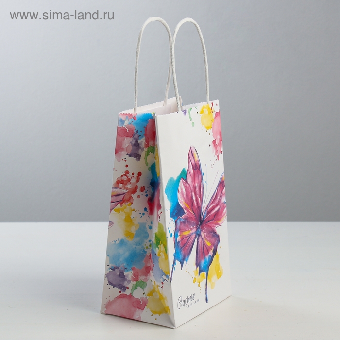 Пакет подарочный крафт, упаковка, «Счастье ждёт тебя», 12 х 21 х 9 см Пакет подарочный крафт, упаковка, «Счастье ждёт тебя», 12 х 21 х 9 см