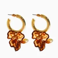 Серьги-конго &laquo;Цветы&raquo; акрил, прозрачно-коричневые в золоте, d=2.5 см