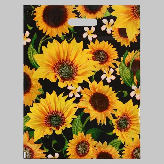 Пакет &laquo;Подсолнухи&raquo;, полиэтиленовый с вырубной ручкой, 60 мкм 38&times;47 см
