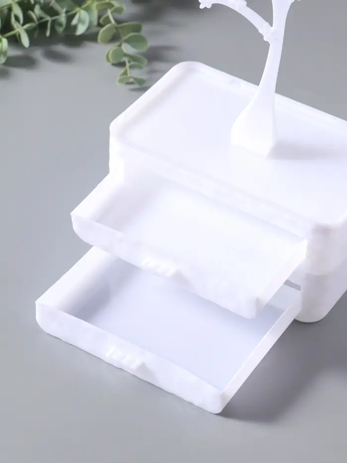 Шкатулка универсальная  "Цветущее дерево", 2 яруса,  17,2х10,5х24 см,  цвет белый