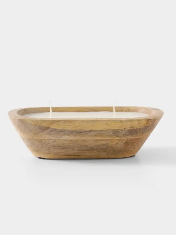 Свеча в деревянной чаше, парафин и соевый воск, 20&times;13&times;5.5 см