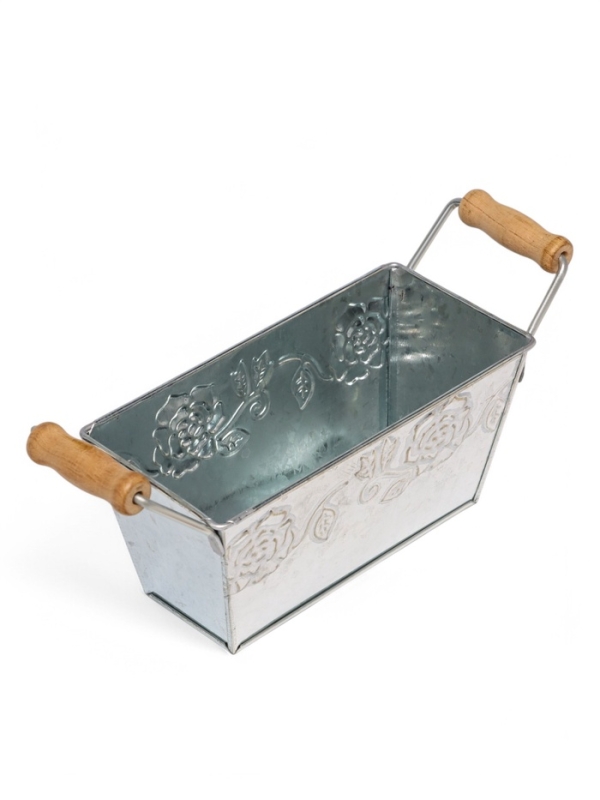 Кашпо с деревянными ручками "Бонсай Альва" 16х8х8см