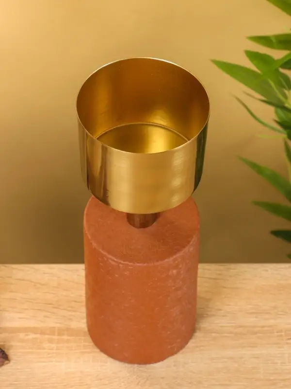 Подсвечник на 1 свечу "Кубок" бисквитный с золотом 10х10х28,5 см