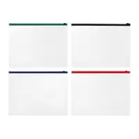 Папка-конверт на ZIP-молнии А4, 120 мкм, ErichKrause Fizzy Clear, c цветной молнией, до 100 листов, микс