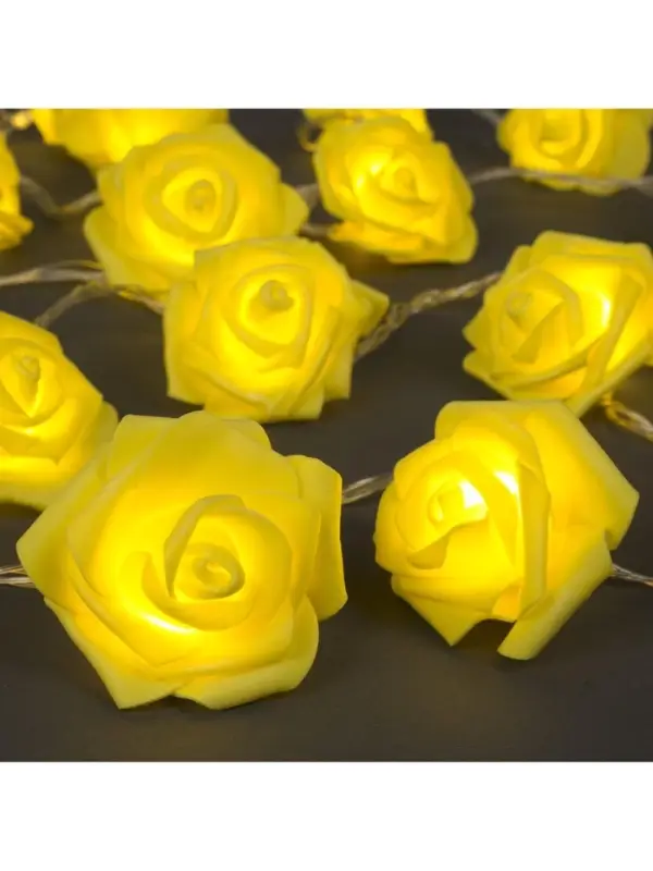 Гирлянда &laquo;Нить&raquo; 5 м с насадками &laquo;Розы жёлтые&raquo;, IP20, прозрачная нить, 20 LED, свечение тёплое белое, 220 В