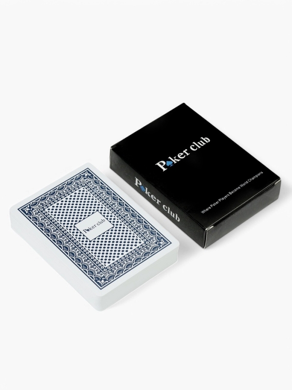 Карты игральные пластиковые 54 шт Poker Club, для игры в покер, 9 х 6 см, синяя рубашка Карты игральные пластиковые 54 шт Poker Club, для игры в покер, 9 х 6 см, синяя рубашка