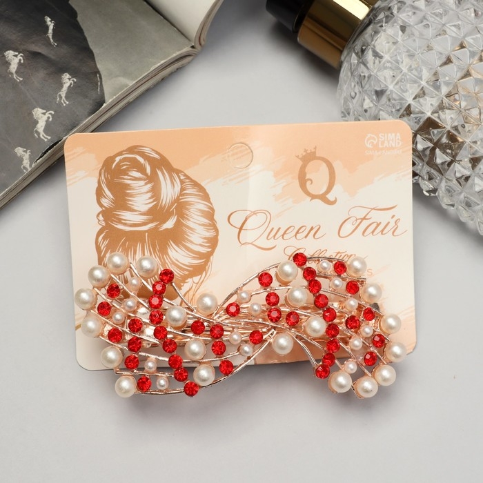 Заколка-автомат для волос Заколка-автомат для волос "Гелая" волна, 9 см, бело-красный