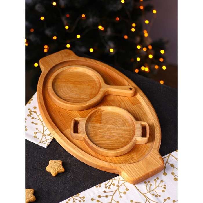 Подарочный набор деревянной посуды Adelica «Кухни мира», доски для подачи 3 шт: 43×25 см, 21×14 см, 18×14 см, берёза Подарочный набор деревянной посуды Adelica «Кухни мира», доски для подачи 3 шт: 43×25 см, 21×14 см, 18×14 см, берёза