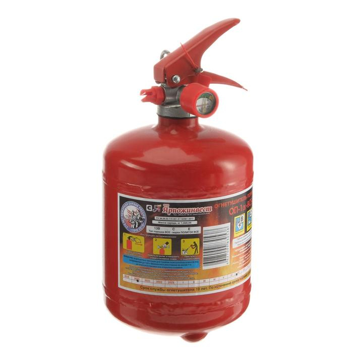 Огнетушитель порошковый  Огнетушитель порошковый "Ярпожинвест" ОП-1(3), BCE-02 дм.110(А)
